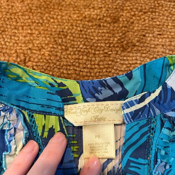 10 for $15 Y2K Style Vintage Sheer Printed Button Down Blouse Top Petite Small - Picture 3 of 5